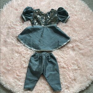 Elegant Blue Baby Dress with Pants